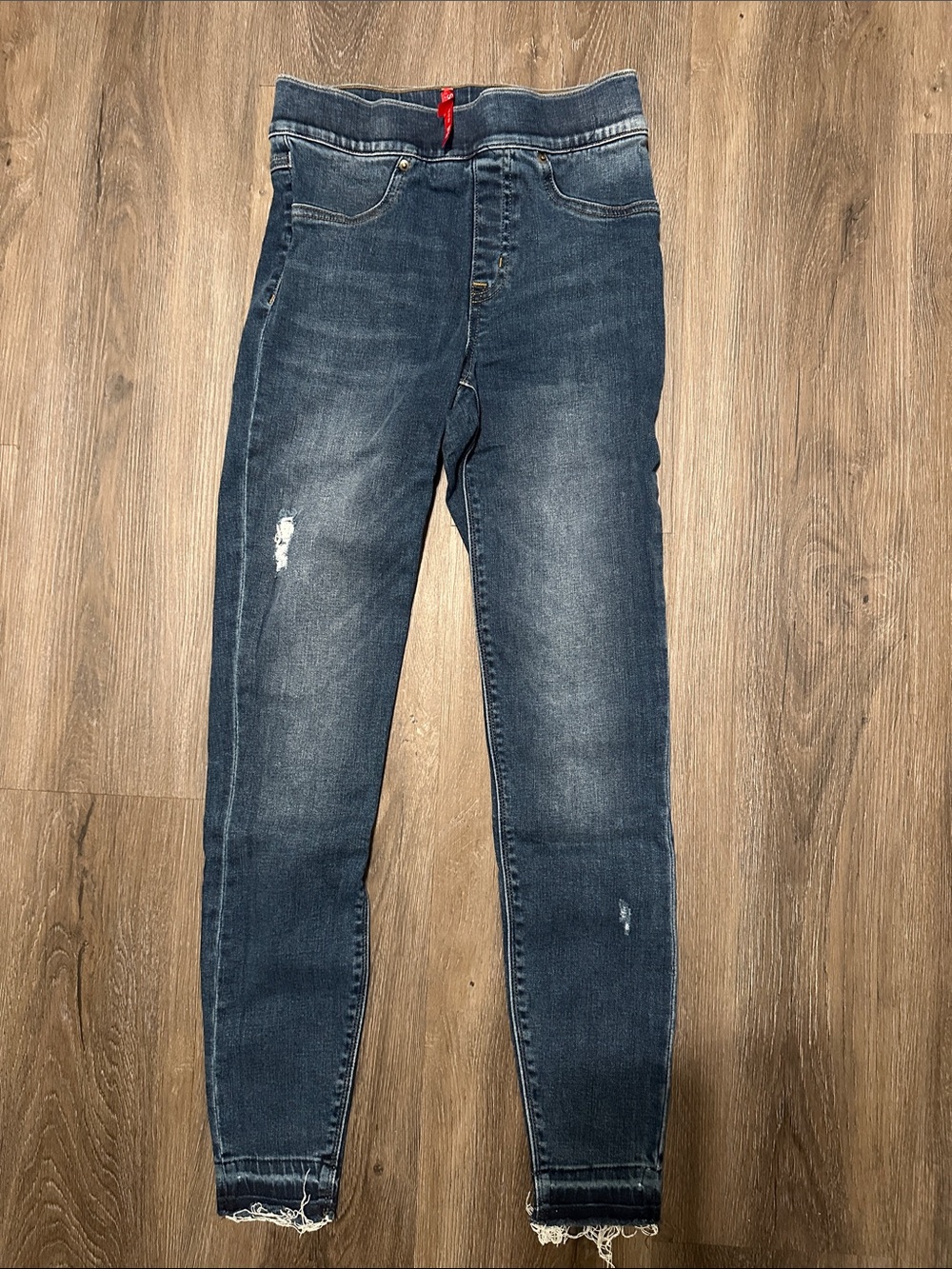 Spanx Jeans Womens Wash Pull On Skinny Distressed Denim XS